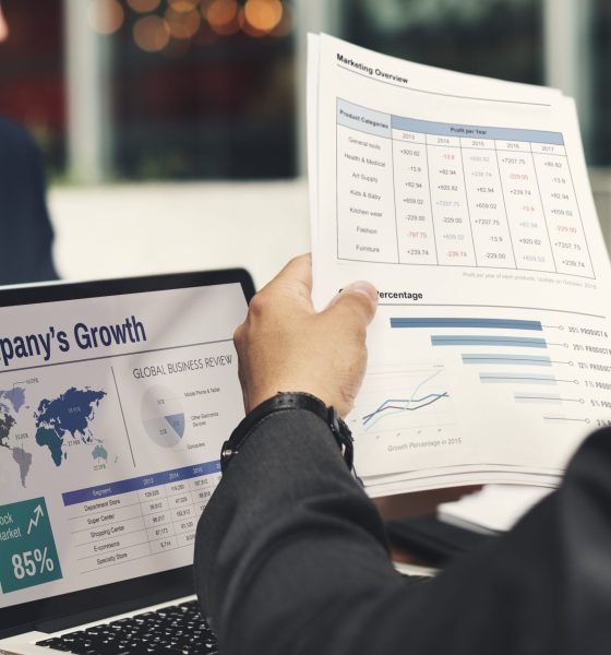 Businessman working on company growth